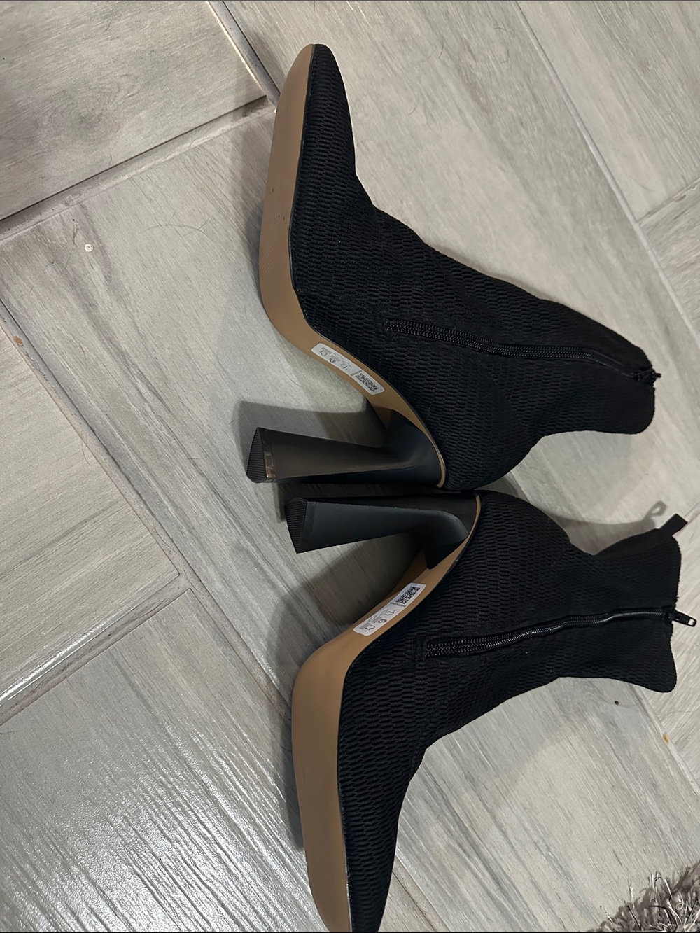 ASOS Black Knit Square-Toe Ankle Heeled Boots - Picture 3 of 4